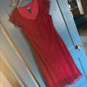 Elegant Red Sheer Dress